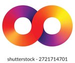Vibrant color infinity logo. Eternity loop saturated gradient emblem vector illustration