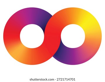 Vibrant color infinity logo. Eternity loop saturated gradient emblem vector illustration