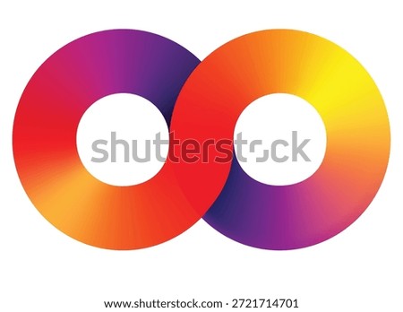 Vibrant color infinity logo. Eternity loop saturated gradient emblem vector illustration