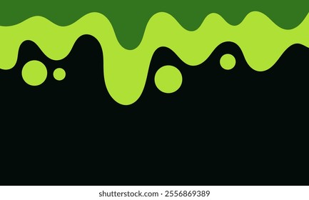 vibrant color liquid blob on dark background. wavy layered style wallpaper. colorful liquid slime. liquid green  background for wallpaper, banner, poster or presentation.