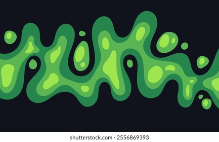 vibrant color liquid blob on dark background. wavy layered style wallpaper. colorful liquid slime. liquid green  background for wallpaper, banner, poster or presentation.