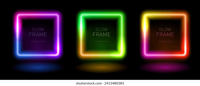 Vibrant Color Neon Glow Light Frame Template. EPS10 Vector