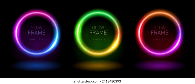 Vibrant Color Neon Glow Light Frame Template. EPS10 Vector