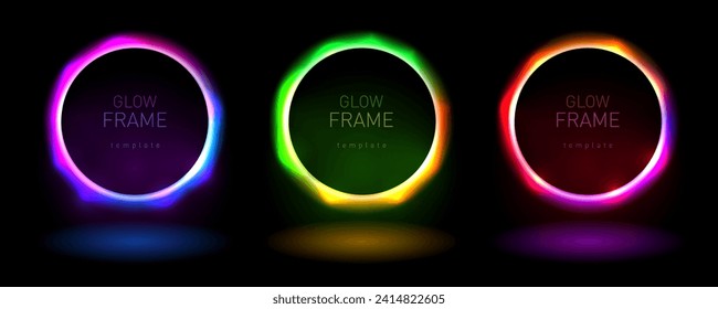 Vibrante Color Neon Glow Light Frame Template. Vector EPS10