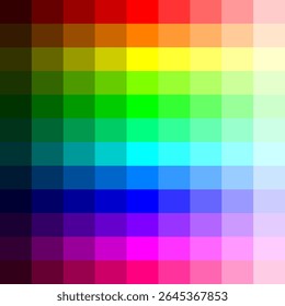 Vibrant color palette displayed in a grid, showcasing a wide range of hues and shades. Ideal for artists, designers, and comprehensive color reference