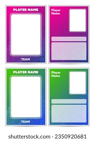 vibrant color player cards frame font and back template set with grunge texture 