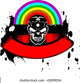 Vibrant Color Rainbow Skull Banner. Vector Illustration.