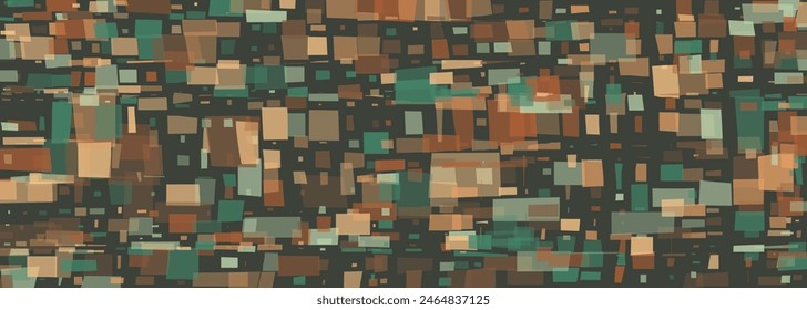 Vibrant color seamless pattern with irregular geometric transparent rectangle shapes. Abstract trendy maximalist seamless background. Vector illustration