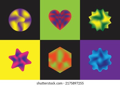 Vibrant color shapes, elements, objects. Vector illustration on isolated colored background.