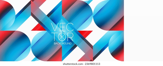 Vibrantes triángulos de colores y círculos sobre el fondo blanco se entrelazan para crear una composición cautivadora y armoniosamente equilibrada para diseños digitales, presentaciones, banners de sitios web, publicaciones en medios sociales