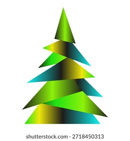 Vector de color vibrante árbol de Navidad aislado fondo transparente. Moderno geométrico negrita gradiente árbol de Navidad. Perfecto para anuncios festivos diseño de concepto de póster de Anuncio. EPS 10