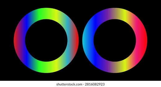 Vibrant color wheel with a gradient spectrum from red to violet, showcasing a full range of hues. Ideal for graphic design, color theory, RGB, CMYK, harmony, contrast, palette, spectrum