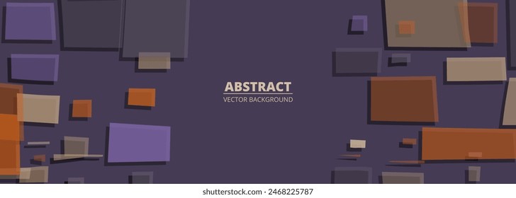 Vibrant color wide banner with irregular geometric rectangle shapes. Abstract naive art background. Evolved minimalism retro vector illustration