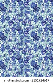 A lot of vibrant colored cute hand drawn roses  seamless pattern illustration for fabric design