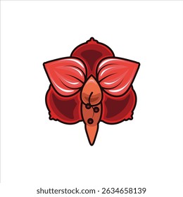 A vibrant colored flat illustration of an amaryllis, highlighting its bold red petals and green stem, perfect for holiday and floral visuals.