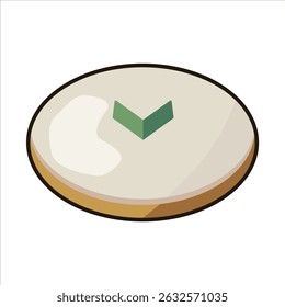 A vibrant colored flat illustration of apem, showcasing its soft green and white hues with a modern, appetizing design ideal for food-related projects.