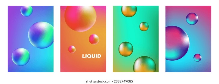 Vibrant colored spheres. Bright color gradient round shapes. 3d circle elements for creative graphic design. Vector illustration.