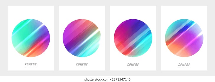 Vibrant colored spheres. Set of bright dynamic gradient round shapes. Futuristic abstract backgrounds. Vector illustration.