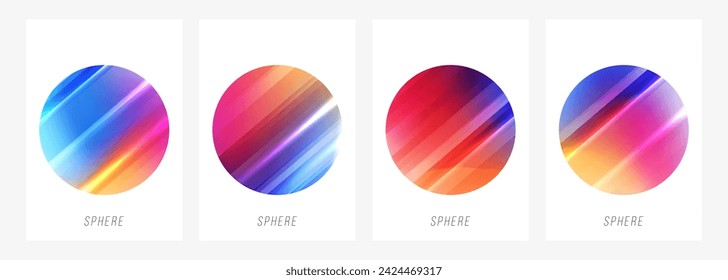 Esferas de colores vibrantes. Conjunto de formas redondas de degradado dinámico brillante. Fondos abstractos futuristas. Ilustración vectorial.