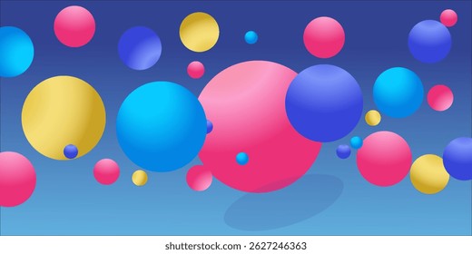 A vibrant and colorful 3D abstract spheres and balls. The design showcases a modern and creative concept with a gradient background. Perfect for posters, banners, and creative projects. Not AI.