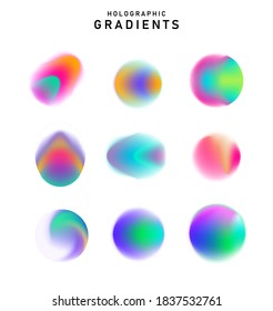 Vibrantes borrosas de gradiente abstracto coloridas, manchas de neón, círculos borrosos. Conjunto de elementos de diseño para afiche, portada, logotipo.