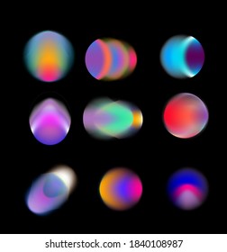 Vibrant colorful abstract gradient blurs  neon spots  blurred circles  Set design elements for poster  cover  logotype 
