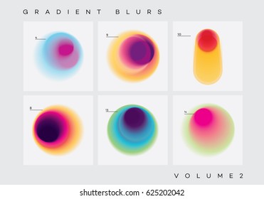 Vibrant colorful abstract gradient blurs design elements