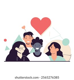 A vibrant, colorful abstract illustration depicting a diverse group of people. Ideal for projects related to diversity, inclusion, community, teamwork, and global collaboration. Perfect for websites,