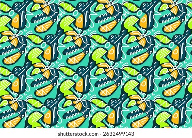 Vibrant Colorful Abstract Shapes, organic fluid pattern. Perfect for textiles, wallpapers, digital art, modern design