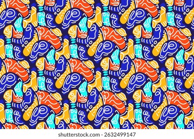 Vibrant Colorful Abstract Shapes, organic fluid pattern. Perfect for textiles, wallpapers, digital art, modern design
