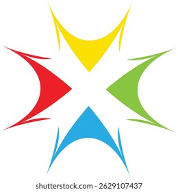 Vibrant and colorful abstract starburst logo design featuring radiant lines and a dynamic burst shape. Perfect for creative agencies, tech startups, celebration themes, event branding, innovation conc
