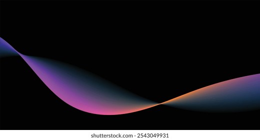 Vibrant and colorful abstract waves flow elegantly on a dark background, creating a dynamic and mesmerizing visual effect. Perfect for illustrating concepts of creativity, energy, and modern design.