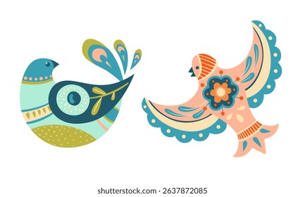 A Vibrant and Colorful Artistic Design Featuring Birds, Perfect for Various Decorative Uses