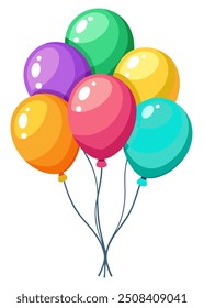 A vibrant and colorful assortment of balloons resting on a white background