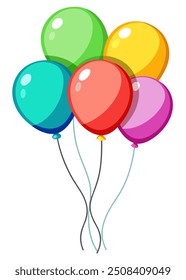 Vibrant, colorful balloons displayed on a pure white background
