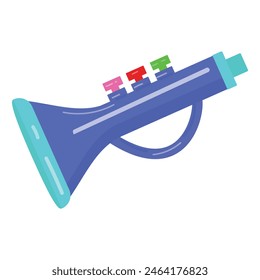 Vibrant and colorful cartoon trumpet illustration for music education and playful learning in the classroom