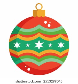 A vibrant and colorful christmas ornament adorned with stars on it