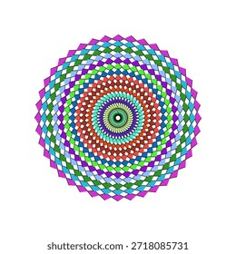 Un patrón circular vibrante y colorido compuesto de Formas de diamante concéntricas