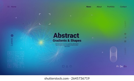 Uma arte digital vibrante e colorida apresenta gradientes abstratos e formas geométricas. O design combina vários matizes, criando uma experiência visualmente cativante.