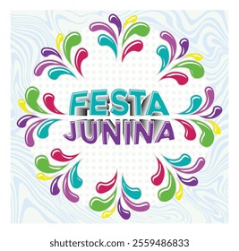 A vibrant and colorful Festa Junina celebration design. Cultural festival celebration in Brazil. Carnival party concept. Flat vector illustration.