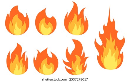 Vibrant and Colorful Flame Icons Perfect for Various Creative Projects and Unique Designs