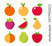 Vibrant and Colorful Fruit Illustrations Collection for Healthy Living and Culinary Designs.
