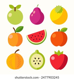 Vibrant and Colorful Fruit Illustrations Collection for Healthy Living and Culinary Designs.