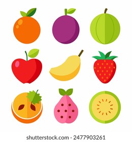 Vibrant and Colorful Fruit Illustrations Collection for Healthy Living and Culinary Designs.