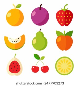 Vibrant and Colorful Fruit Illustrations Collection for Healthy Living and Culinary Designs.