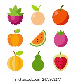 Vibrant and Colorful Fruit Illustrations Collection for Healthy Living and Culinary Designs.