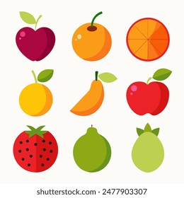 Vibrant and Colorful Fruit Illustrations Collection for Healthy Living and Culinary Designs.
