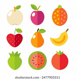 Vibrant and Colorful Fruit Illustrations Collection for Healthy Living and Culinary Designs.