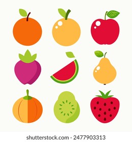 Vibrant and Colorful Fruit Illustrations Collection for Healthy Living and Culinary Designs.