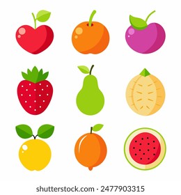 Vibrant and Colorful Fruit Illustrations Collection for Healthy Living and Culinary Designs.